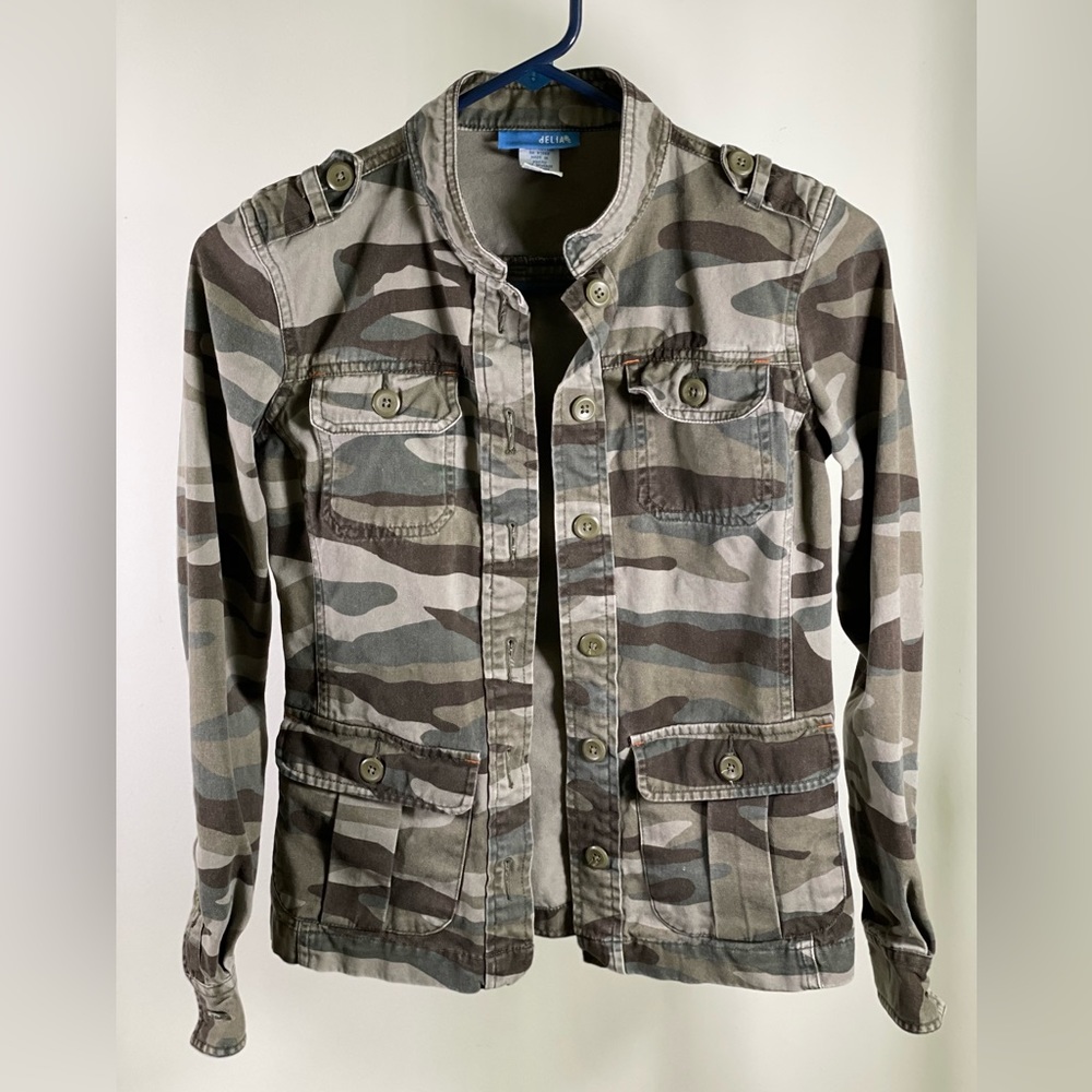 Vintage 90s Delia's Utility Camo button up top